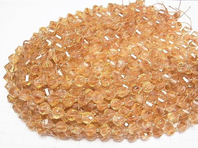[Video]High Quality! Phantom Citrine AA++ Twist x Multiple Facets 10x9x9mm half or 1strand beads (aprx.15inch/37cm)