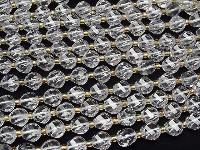 [Video]High Quality! Crystal AAA Twist x Multiple Facets 8x7x7mm half or 1strand beads (aprx.15inch/36cm)