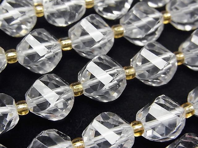人造石英 AAA 扭轉刻面 10x8x8公釐 半串或單股珠子 (約15英吋/36公分) 高品質！