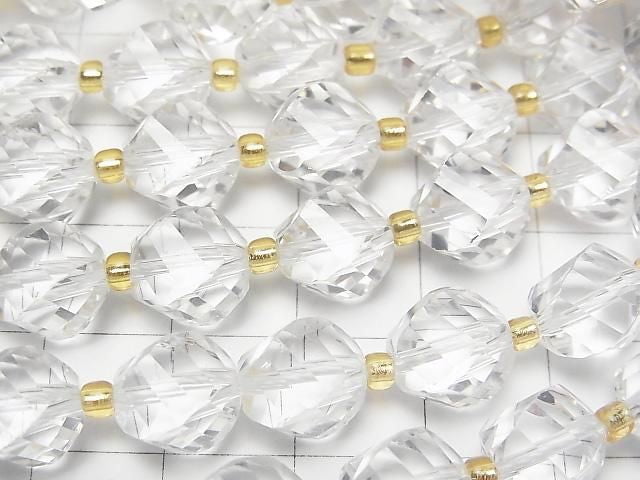 [Video]High Quality! Crystal AAA Twist x Multiple Facets 10x8x8mm half or 1strand beads (aprx.15inch/36cm)