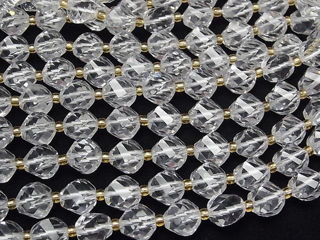 [Video]High Quality! Crystal AAA Twist x Multiple Facets 10x8x8mm half or 1strand beads (aprx.15inch/36cm)