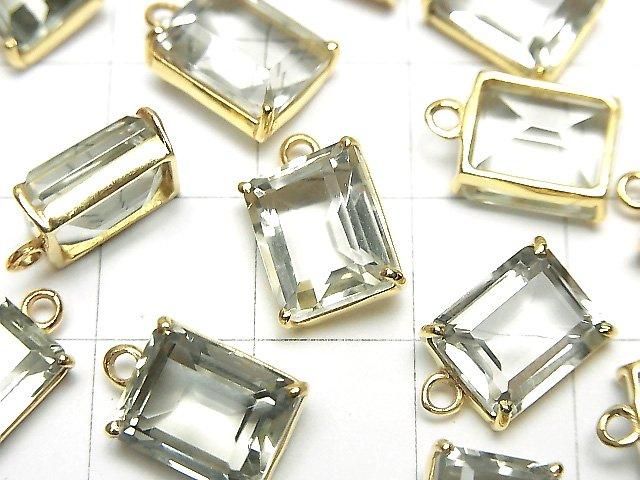 [Video]High Quality Green Amethyst AAA Bezel Setting Rectangle Faceted 10x8mm 18KGP 1pc
