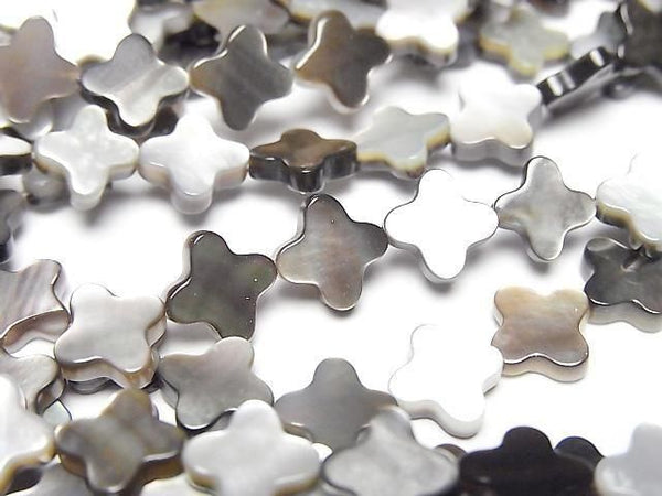 [Video] High quality black shell (Black-lip Oyster) AAA flower motif 8x8mm half or 1strand beads (aprx.15inch/36cm)