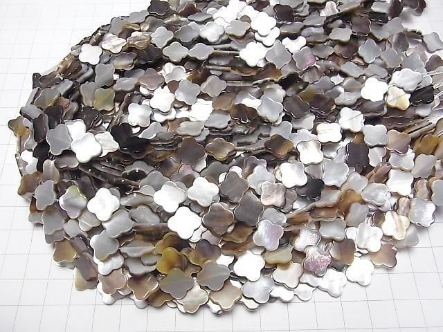[Video] High quality black shell (Black-lip Oyster) AAA flower motif 12x12mm half or 1strand beads (aprx.15inch/36cm)