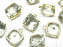 [Video]High Quality Green Amethyst AAA Bezel Setting Square Faceted 10x10mm 18KGP 1pc