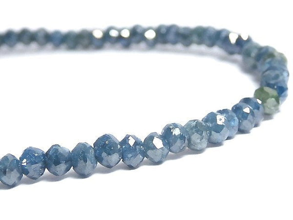 [Video][One of a kind] [1mm hole] Blue Diamond Faceted Button Roundel Bracelet NO.3