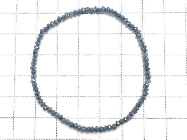 [Video][One of a kind] [1mm hole] Blue Diamond Faceted Button Roundel Bracelet NO.3