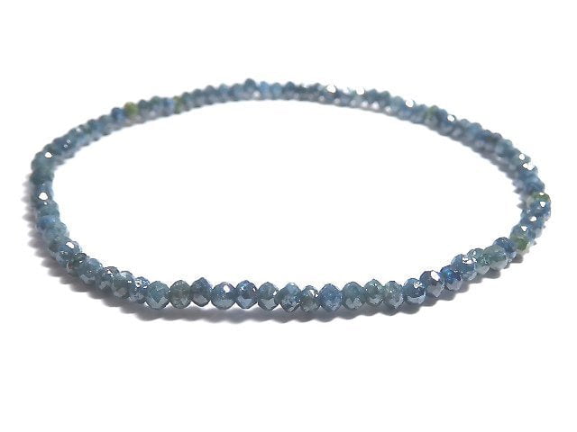 [Video][One of a kind] [1mm hole] Blue Diamond Faceted Button Roundel Bracelet NO.3