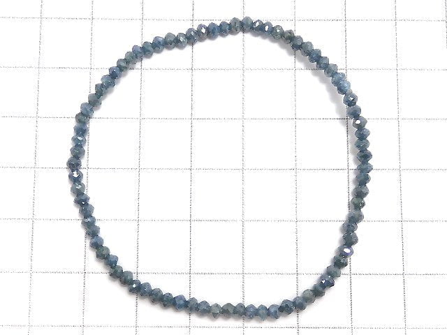 [Video][One of a kind] [1mm hole] Blue Diamond Faceted Button Roundel Bracelet NO.4