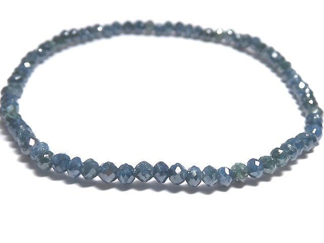 [Video][One of a kind] [1mm hole] Blue Diamond Faceted Button Roundel Bracelet NO.4