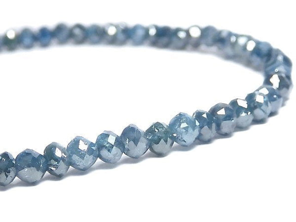 [Video][One of a kind] [1mm hole] Blue Diamond Faceted Button Roundel Bracelet NO.5