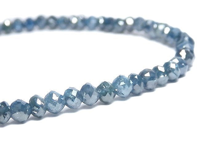 [Video][One of a kind] [1mm hole] Blue Diamond Faceted Button Roundel Bracelet NO.5