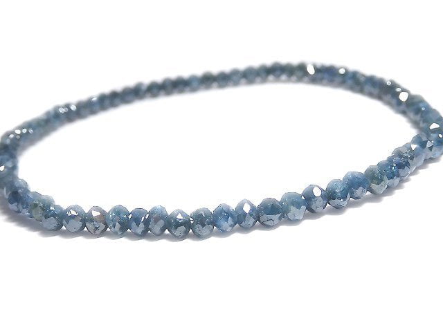 [Video][One of a kind] [1mm hole] Blue Diamond Faceted Button Roundel Bracelet NO.5