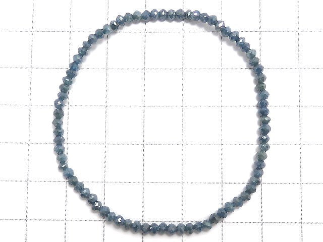 [Video][One of a kind] [1mm hole] Blue Diamond Faceted Button Roundel Bracelet NO.6