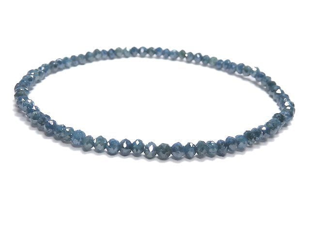 [Video][One of a kind] [1mm hole] Blue Diamond Faceted Button Roundel Bracelet NO.6