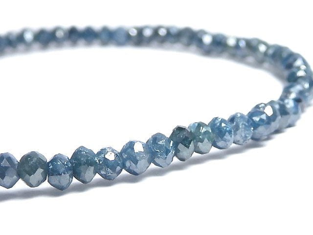 [Video][One of a kind] [1mm hole] Blue Diamond Faceted Button Roundel Bracelet NO.7