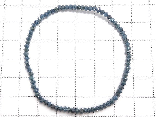 [Video][One of a kind] [1mm hole] Blue Diamond Faceted Button Roundel Bracelet NO.7