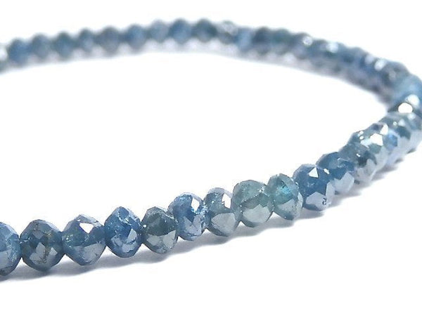 [Video][One of a kind] [1mm hole] Blue Diamond Faceted Button Roundel Bracelet NO.8