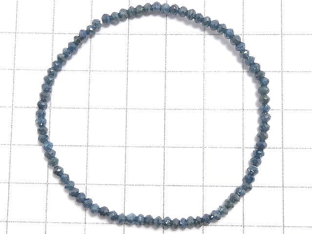 [Video][One of a kind] [1mm hole] Blue Diamond Faceted Button Roundel Bracelet NO.8