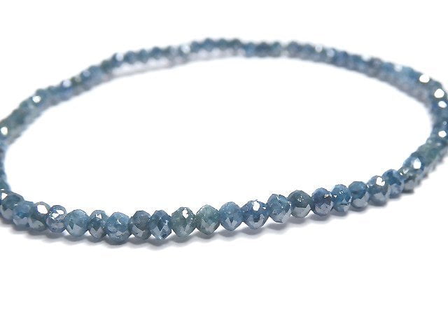 [Video][One of a kind] [1mm hole] Blue Diamond Faceted Button Roundel Bracelet NO.8