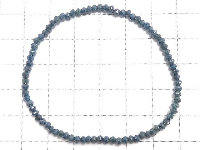 [Video][One of a kind] [1mm hole] Blue Diamond Faceted Button Roundel Bracelet NO.9