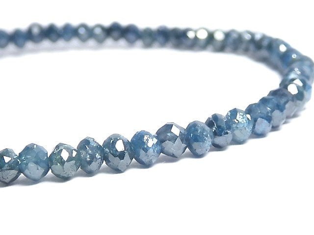 [Video][One of a kind] [1mm hole] Blue Diamond Faceted Button Roundel Bracelet NO.10