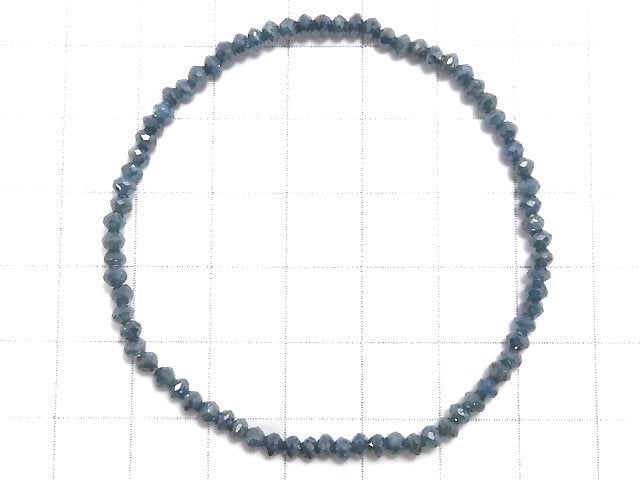 [Video][One of a kind] [1mm hole] Blue Diamond Faceted Button Roundel Bracelet NO.10