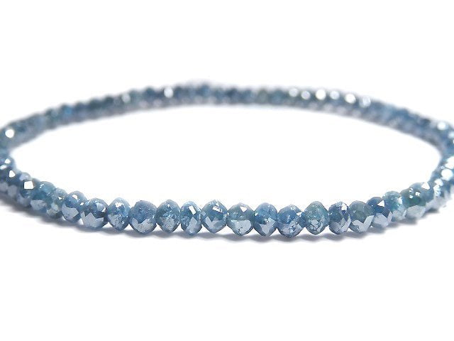 [Video][One of a kind] [1mm hole] Blue Diamond Faceted Button Roundel Bracelet NO.10