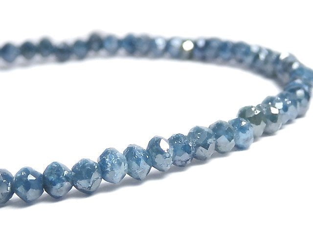 [Video][One of a kind] [1mm hole] Blue Diamond Faceted Button Roundel Bracelet NO.11