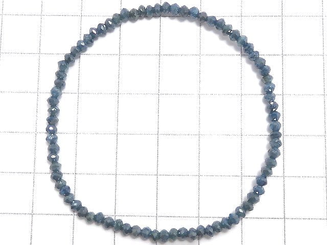 [Video][One of a kind] [1mm hole] Blue Diamond Faceted Button Roundel Bracelet NO.11