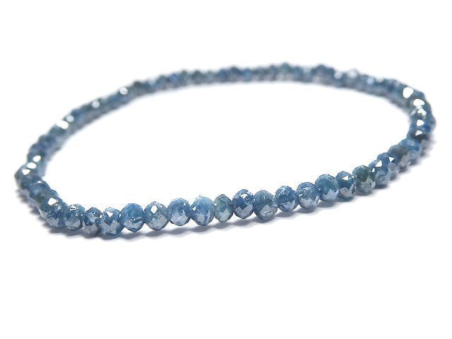 [Video][One of a kind] [1mm hole] Blue Diamond Faceted Button Roundel Bracelet NO.11