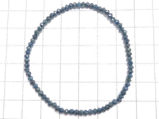 [Video][One of a kind] [1mm hole] Blue Diamond Faceted Button Roundel Bracelet NO.12