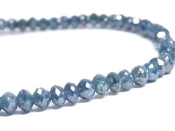 [Video][One of a kind] [1mm hole] Blue Diamond Faceted Button Roundel Bracelet NO.13