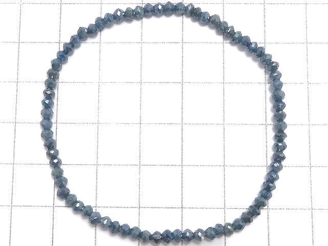 [Video][One of a kind] [1mm hole] Blue Diamond Faceted Button Roundel Bracelet NO.13