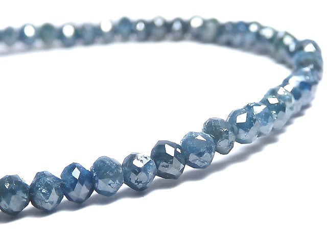 [Video][One of a kind] [1mm hole] Blue Diamond Faceted Button Roundel Bracelet NO.14