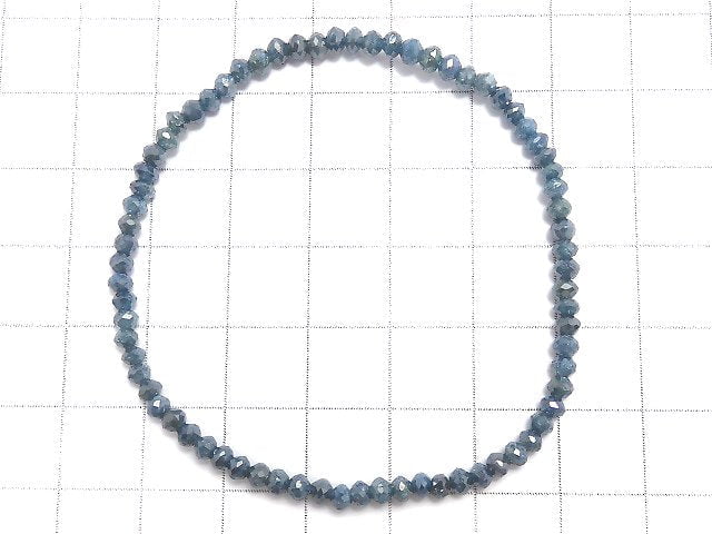 [Video][One of a kind] [1mm hole] Blue Diamond Faceted Button Roundel Bracelet NO.14