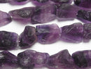 [Video] Purple Fluorite Rough Rock Nugget [M size] Dark color 1 strand beads (aprx.15inch/37cm)