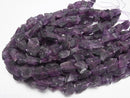 [Video] Purple Fluorite Rough Rock Nugget [M size] Dark color 1 strand beads (aprx.15inch/37cm)