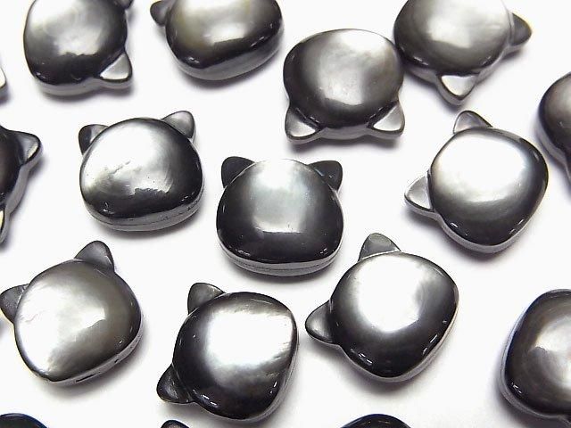 [Video] Black Shell (Black-lip Oyster) AAA Cat Motif 10x9.5mm [Half Drilled Hole (Back)] 1pc