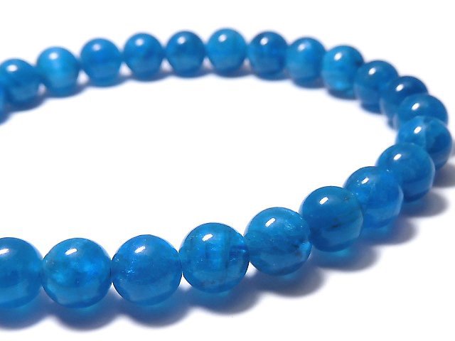 [Video][One of a kind] Blue Apatite Round 6mm Bracelet NO.14