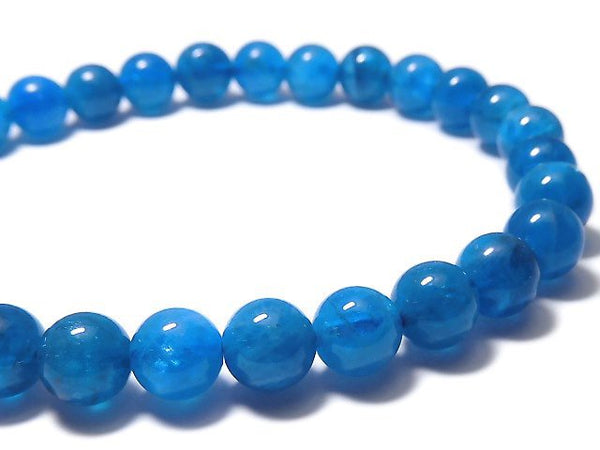 [Video][One of a kind] Blue Apatite Round 6mm Bracelet NO.15