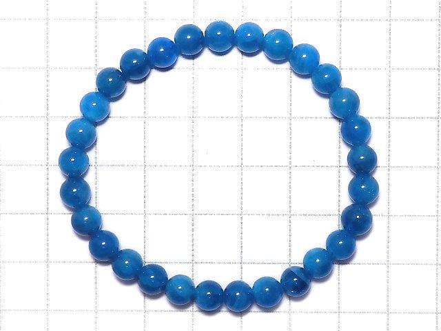 [Video][One of a kind] Blue Apatite Round 6mm Bracelet NO.15