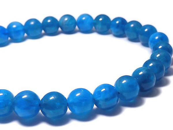 [Video][One of a kind] Blue Apatite Round 6mm Bracelet NO.18