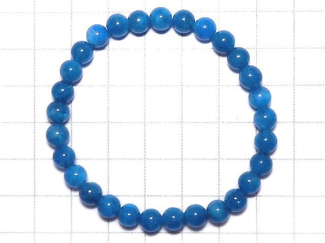 [Video][One of a kind] Blue Apatite Round 6mm Bracelet NO.18