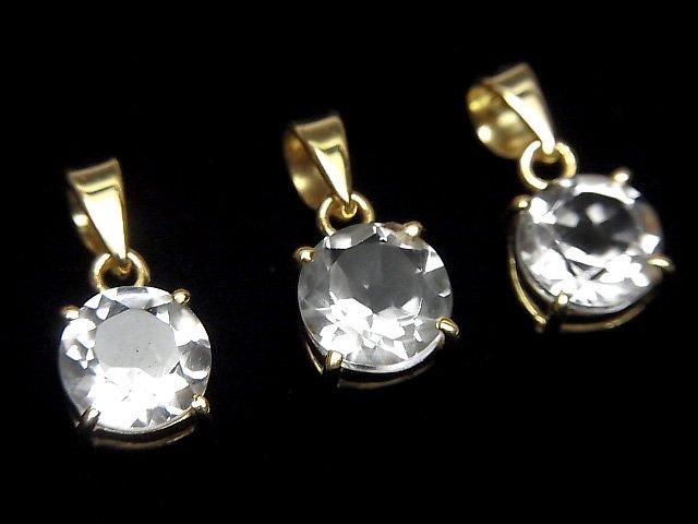 [Video]High Quality Crystal AAA Round Faceted 8x8mm Pendant 18KGP