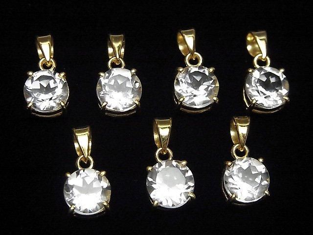 [Video]High Quality Crystal AAA Round Faceted 8x8mm Pendant 18KGP