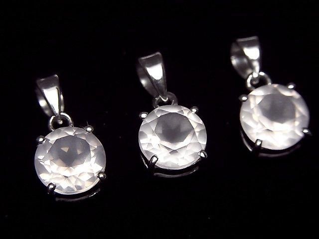 [Video]High Quality Rose Quartz AAA Round Faceted 8x8mm Pendant Silver925