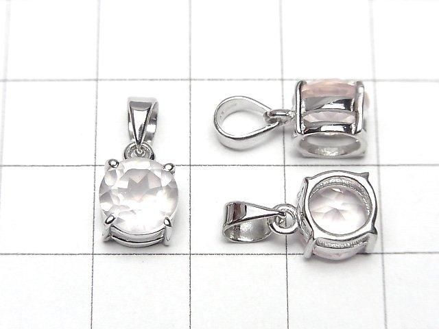 [Video]High Quality Rose Quartz AAA Round Faceted 8x8mm Pendant Silver925