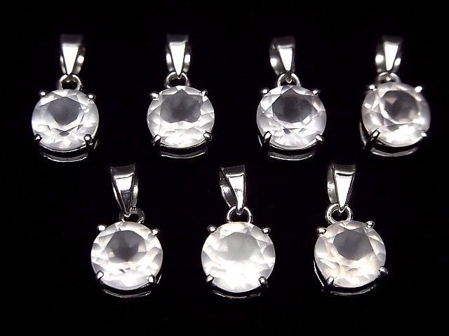 [Video]High Quality Rose Quartz AAA Round Faceted 8x8mm Pendant Silver925