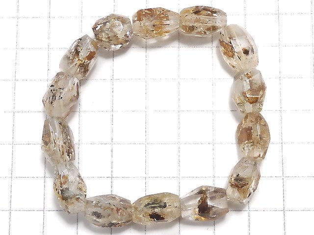 [Video][One of a kind] Oil in Quartz Faceted Nugget Bracelet NO.117